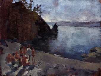 Bertrand de Miollis "Quelques amis" Huile sur papier 39cm x 29cm