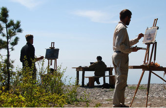 Olivier Desvaux, Bertrand de Miollis et Sylvain Tesson au cap des C&egrave;dres du Nord